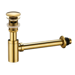 Trampa de botella de oro de titanio, sifón redondo de latón, lavabo de tocador de baño <span class=keywords><strong>con</strong></span> desagüe emergente - Product Image 5