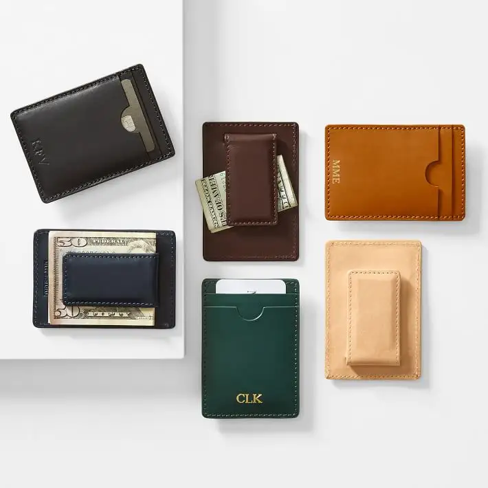 Wholesale designer money clip wallet mens custom rfid leather money clip