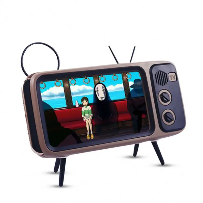 최신 TV-800 레트로 TV 디자인 다기능 미니 휴대용 탁상 휴대 전화 스탠드 푸른 이빨 스피커