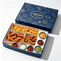 Boîtes en papier kraft recyclables écologiques avec compartiment à sauce, résistantes à la graisse, pour emballages de restauration rapide à emporter, boîte à collation
