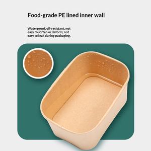 Trendz özel tek kullanımlık 2 bölme kahverengi Kraft kağıt kase gıda ambalaj yemek kabı salata tasfiye gıda kapaklı konteyner - Product Image 2