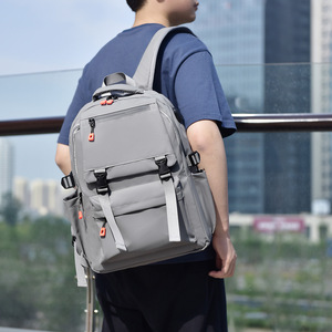 Laptop <b>Backpack</b> Oxford Cloth 14 Inches Antibacterial <b>Large</b> Capacity Travel School Bag Casual Style Neutral Gender - Product Image 3