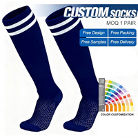 Chaussettes de sport unisexes en nylon respirant antidérapant écologiques hauteur genou, compression personnalisée pour le football, bas de compression