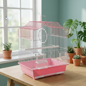 Jaula redonda colgante de hierro para pájaros, hábitat artesanal para canarios, loros pequeños, decoración para el hogar y el jardín - Product Image 1