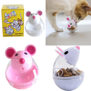 Dessin animé chat et souris gobelet jouet déversement et Puzzle amusant en plastique fuite boule bol pour animaux de compagnie - Product Image 2