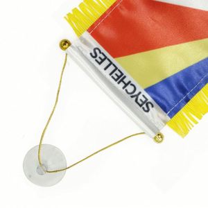 Bandera Miniatura Personalizada para Automóvil de las Seychelles, en Satén, Poliéster y Plástico con Borlas Amarillas, Impresión Digital - Product Image 4