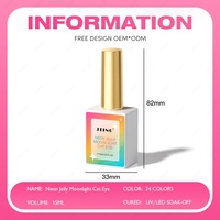 JTING Nouvelle Collection de Vernis Gel Effet Œil de Chat Néon Moonlight Jelly – Lot de 24 Couleurs – Vernis à Ongles Gel Effet Œil de Chat Néon – Boîte Personnalisée Gratuite