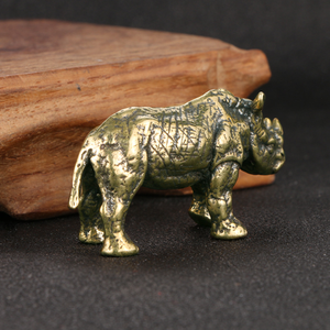 Antieke Imitatie Neushoorn Standbeeld Custom Messing Metalen Handwerk Bureau Decoratie Retro Casting Techniek - Product Image 4