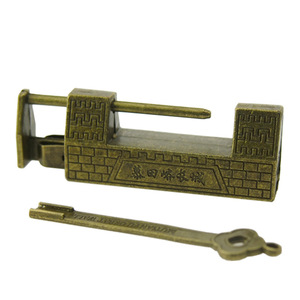 Candado Antiguo Estilo Gran Muralla Mutiyan, 48mm, Rectangular, de Aleación, Horizontal, con Llave, para Decoración - Product Image 3