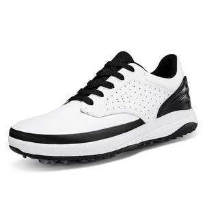 Zapatillas deportivas de cuero perforado antideslizantes para actividades en campos de golf, calzado deportivo estable para hombre con cordones. - Product Image 1