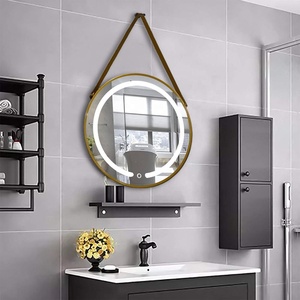 <span class=keywords><strong>Miroir</strong></span> de salle de bain mural en acier inoxydable et aluminium, style concis, motif ovale, bronze profond <span class=keywords><strong>noir</strong></span>, pour hôtels - Product Image 4