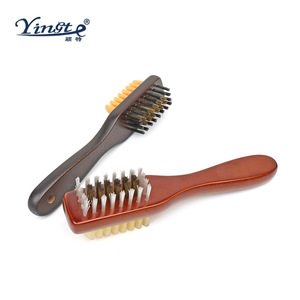 Cepillo para zapatos de madera maciza Yinste de doble cara con cerdas de goma y metal para limpiar calzado deportivo - Product Image 1