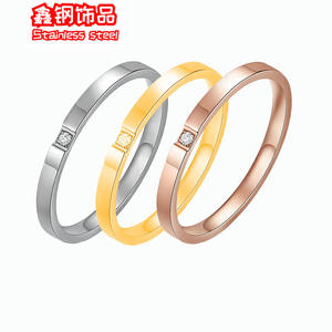 Anello in Acciaio al Titanio Stile Coreano, Semplice e alla Moda, Ultra-sottile 2MM, Rotondo con Incastonatura in Acciaio Inossidabile - Product Image 1