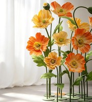 Fleurs artificielles géantes en EVA, haute simulation, orange, avec support, 11 pièces, pour vitrine, décorations de mariage