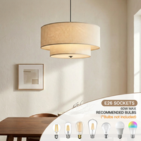 Lampe suspendue moderne en tissu de style nordique, hauteur réglable, luminaire minimaliste en lin superposé pour chambre à coucher et cuisine