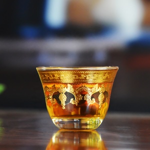 Set di 6 <span class=keywords><strong>Bicchieri</strong></span> e Tazze da Tè Turche Vintage con Piattini, Motivo a Righe, Vetro per Alimenti, per Uso Femminile e Feste, Marca DAXI - Product Image 2