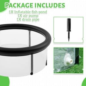 1 X 팝업 인플레이터블 어항 27.6 X 11.8 인치 대용량 어항 PVC 휴대용 실내외 수족관 - Product Image 3