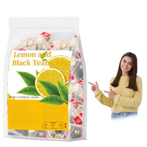 Thé noir au citron rafraîchissant en sachet – Saveur naturelle de citron frais – Thé noir séché – Boisson quotidienne rafraîchissante – Équilibre Qi et <span class=keywords><strong>Sang</strong></span> - Product Image 1
