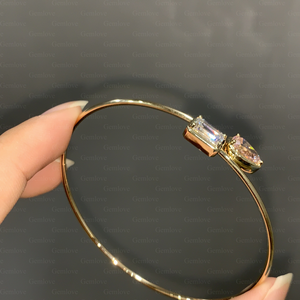 Pulsera de oro de 14 quilates para mujer, con un diamante cultivado en laboratorio de 0.69 quilates con corte esmeralda, ideal para fiestas. - Product Image 4