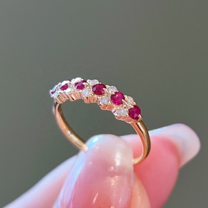 Xinfly Cô Dâu Đính Hôn Đám Cưới Cổ Điển Cổ Đá Quý 18K Rắn Vàng Chim Bồ Câu Máu Lady <span class=keywords><strong>Ruby</strong></span> Kim Cương Nhẫn - Product Image 2