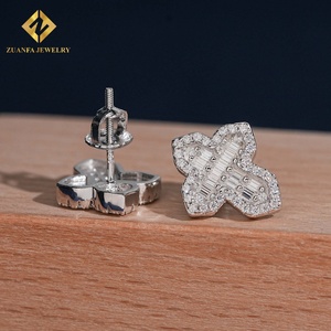 Fine Jewelry Hip Hop <b>Earrings</b> Cross Shape Stud <b>Earrings</b> Screw Back 925 <b>Silver</b> Moissanite unisex - Product Image 3