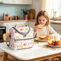 Bloemenprint Grote Capaciteit Draagbare Koeltas Voedselbewaarzak Waterdichte Geïsoleerde Thermos Oxford Bento Lunchtas voor Kinderen