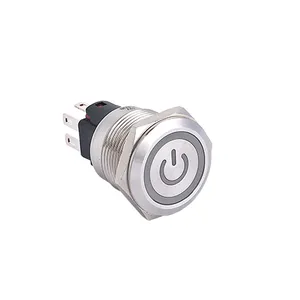 ELEWIND 22mm metal Stainless steel 1NO1NC momentary latching push button switch illuminated power symbol PM225F-11ET/S