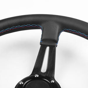 Volante de Carreras Acura de 14 Pulgadas (350 mm), Cuero de Microfibra, Diseño de Tres Colores en Rojo para Juegos de Derrape Perfectos - Product Image 3