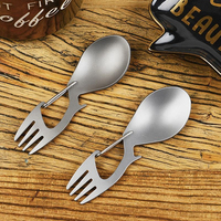 Mousqueton multifonction en titane, ouvre-bouteille et cuillère-fourchette de camping, accessoires de survie en plein air, couverts de pique-nique