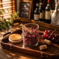 Premium ronde glazen voorraadpot met houten deksel en lepel voor koffie, thee, suiker, keuken, voorraadkast, luchtdicht