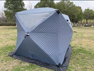 Sauna móvil cuadrada portátil para exteriores, salas de Sauna modernas para invierno, tienda de Sauna personalizada emergente con agujero de <span class=keywords><strong>chimmy</strong></span> - Product Image 5