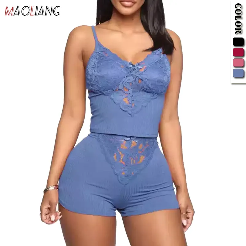 9024 Wholesale Sleepwear Women Short Pajama Set Woman Sexy Pajamas V-Neck Stretch Nightwear Women's Pajamas Sleepwear Sets