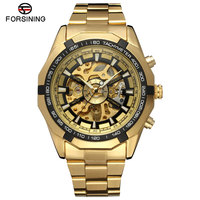 Montre homme Forsining, automatique, luxe, squelette, mécanique, acier inoxydable doré, dropshipping, Relogio Masculino