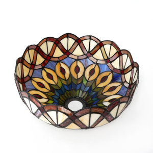 <span class=keywords><strong>Abat</strong></span>-<span class=keywords><strong>jour</strong></span> Tiffany en verre teinté <span class=keywords><strong>jaune</strong></span> paon de 12 pouces, fait à la main, design moderne, pour lampe torche sur pied cintré, remplacement - Product Image 4