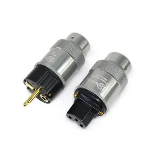 16a ac jack yivo xssh áudio hifi, oem, concha de liga de alumínio, cobre puro, chapeamento, ouro, 2 pinos, tomada elétrica da ue