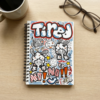 Carnet à spirales sur mesure, style rétro américain et graffiti-girl, idéal pour les notes des étudiants |   Carnet personnalisé avec logo, bloc-notes