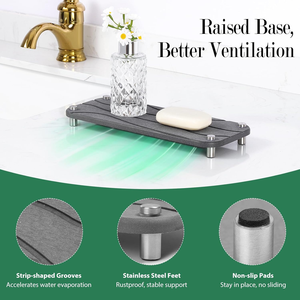 Plateau en pierre à séchage instantané absorbant l'eau diatomite plateau d'évier de cuisine pour tasse brosse organisateur de comptoir de salle de bain - Product Image 4