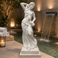 Statue de femme en marbre sur mesure grandeur nature avec sculpture de fruits - Exquise jeune femme grecque classique pour la décoration de manoir