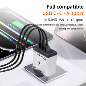 <span class=keywords><strong>Chargeur</strong></span> mural GaN 65W 3 ports 2C1A PD 3.0 QC3.0 OTP Ignifuge Multi-protection Prise EU/UK pour Smartphone Ordinateur Portable OEM ODM - Product Image 3