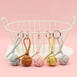 Creative Handmade Sphere Leather Pendant for <b>Keychain</b>, Unique 3D Design Ball Charm - Product Image 3