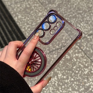 Étui de téléphone portable en acrylique avec support magnétique électroplaqué pour Samsung S26 S25 S24 ultra A55, coque transparente avec protection d'objectif en verre et diamants - Product Image 5