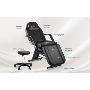 Lettino Multifunzione Regolabile per Trattamenti Viso e Spa, Sedia per Tatuaggi da 73 Pollici con Design Moderno - Product Image 5