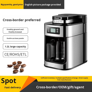 Machine à café automatique en acier inoxydable de petite taille avec moulin intégré, cafetière à filtre américaine pour la maison - Product Image 2