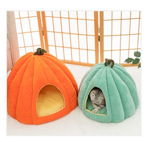 UlinkC Cuccia per Gatti e Cani a Forma di Zucca, Ecologica, Motivo Solido, Morbido Velluto, Rimovibile e Lavabile, Confezionata in Cartone, per Tutte le Stagioni, Uso Interno - Product Image 2