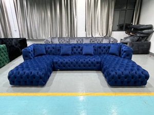 New Design Modern U-<strong>Shape</strong> Corner Sofa Set <strong>Luxury</strong> Velvet Fabric Chesterfield Tufted Sofa Vintage Sectional Modular <strong>Couch</strong> - Product Image 5