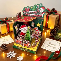 WoodJoy Puzzle 3D de Noël, kit de construction de scène miniature en bois à faire soi-même, ornement de bureau de Noël, cadeau pour enfants