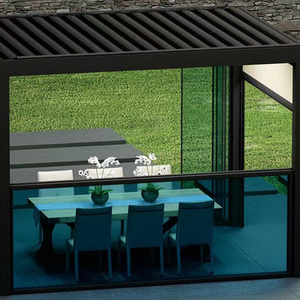 Fabricación personalizada <span class=keywords><strong>3x3</strong></span> 4x4 pérgola de aluminio techo impermeable bioclimático motorizado pérgolas y Gazebos al aire libre con <span class=keywords><strong>cortinas</strong></span> - Product Image 2