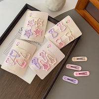 4PCS/Set Jepit Rambut Mini Bentuk Bintang Persegi Panjang Warna Cerah, Jepit Rambut Logam BB, Aksesoris Rambut Anak