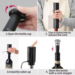 All Black <b>Wine</b> Opener Corkscrew Automatic Rechargeable <b>WIne</b> <b>Decanter</b> <b>Set</b> Electric Rechargeable <b>Wine</b> Opener - Product Image 2