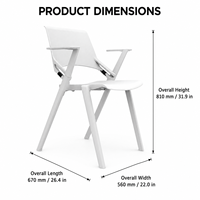 Chaise de formation moderne en plastique avec accoudoirs pour salle de classe, salle de conférence et bureau
